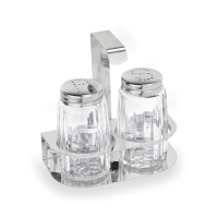 Menage, inkl 2 Gewürzstreuer, Edelstahl, Hartglas, Höhe 105 mm Menage, inkl 2 Gewürzstreuer, Edelstahl, Hartglas, Höhe 105 mm