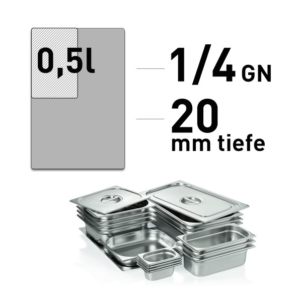 GN-Behälter - Edelstahl - GN 1/4 - 20 mm