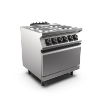 STOCK 4-Platten-Elektroherd mit statischem Elektro-Backofen GN 2/1, 4 runde Gusseisen-Platten je 2,6 STOCK 4-Platten-Elektroherd mit statischem Elektro-Backofen GN 2/1, 4 runde Gusseisen-Platten je 2,6