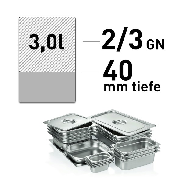 GN-Behälter - Edelstahl - GN 2/3 - 40 mm