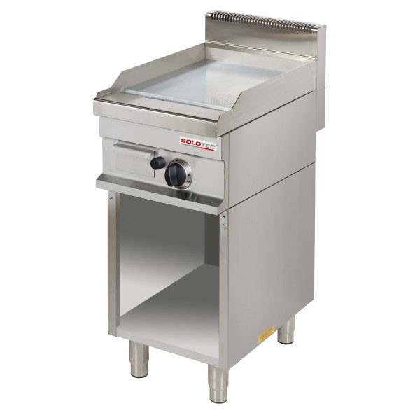 Gas-Grillplatte, glatt, hartverchromt, mit offenem Unterschrank - SOLOTEC 700