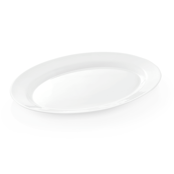 Servierplatte, Opalglas, weiß, flach, oval