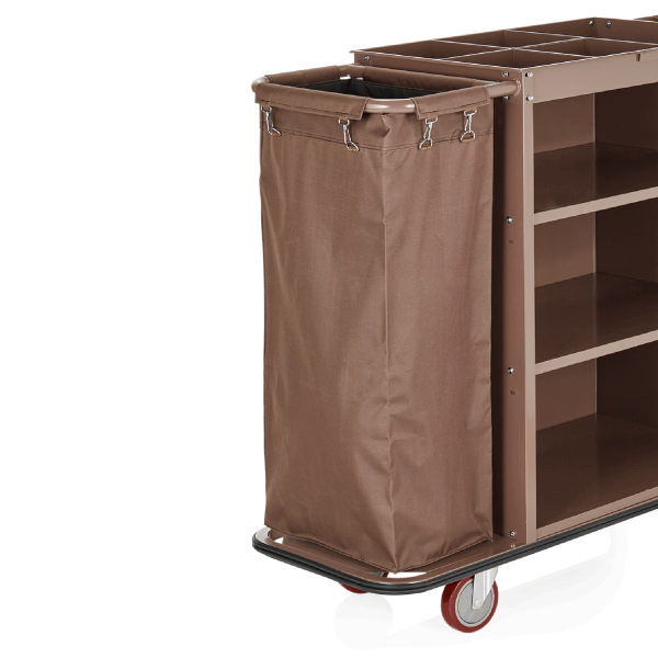 Wäschesack für Servicewagen, braun, 450 x 320 x 880 mm, Polyester
