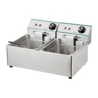 Fritteuse, elektrisch, Tischgerät, 2 x 2,0 kW, Nutzinhalt 2 x 7,6 Liter, Öl-Volumen 2 x 4,2 Liter Fritteuse, elektrisch, Tischgerät, 2 x 2,0 kW, Nutzinhalt 2 x 7,6 Liter, Öl-Volumen 2 x 4,2 Liter
