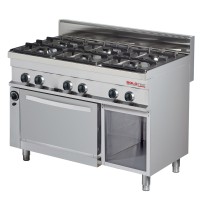 Gasherd, 6 Flammen, Gas-Backofen 1/1 GN | 600 x 400 mm - SOLOTEC 700 Gasherd, 6 Flammen, Gas-Backofen 1/1 GN | 600 x 400 mm - SOLOTEC 700