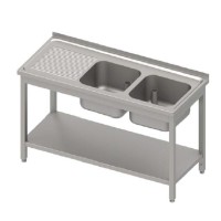 Spültisch, mit Aufkantung, mit zwei Becken, mit Grundboden, inkl. Überlaufrohr Spültisch, mit Aufkantung, mit zwei Becken, mit Grundboden, inkl. Überlaufrohr