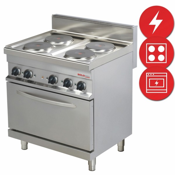 Elektroherd, 4 runde Platten, Backofen 1/1 GN | 600 x 400 - SOLOTEC 700