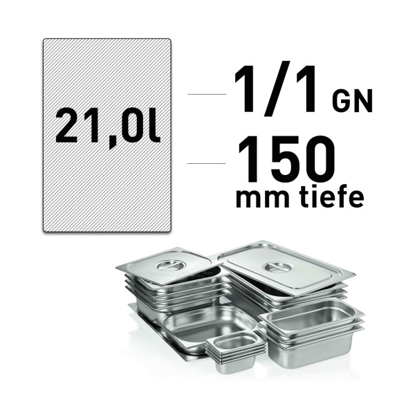 GN-Behälter - Edelstahl - GN 1/1 - 150 mm