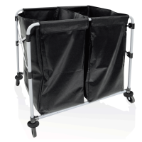 Wäschewagen, Eisen, pulverbeschichtet, PVC, schwarz, einklappbar, 4 Rollen, 2 x 150 Liter Wäschewagen, Eisen, pulverbeschichtet, PVC, schwarz, einklappbar, 4 Rollen, 2 x 150 Liter