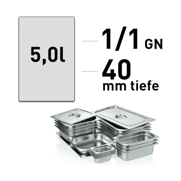 GN-Behälter - Edelstahl - GN 1/1 - 40 mm