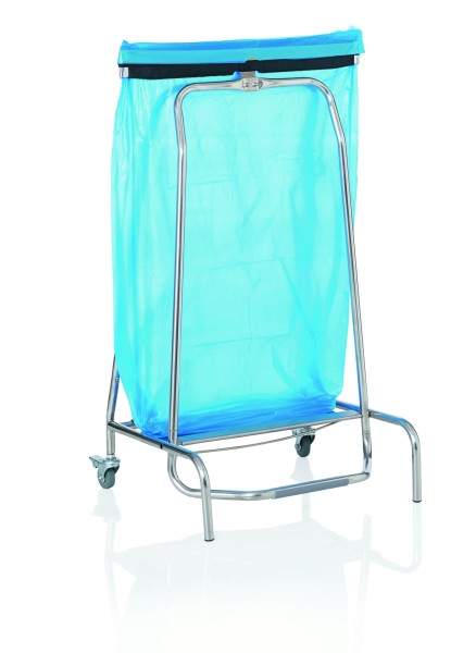 Müllbeutelhalter, Edelstahl, Fußpedal, Verschluss über Gummihalter