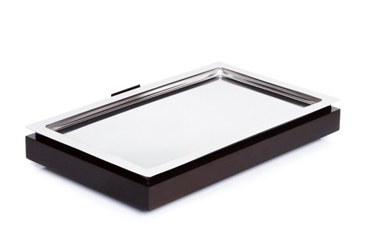 Buffet-Set bestehend aus: Basiselement GN 1/1 Wenge, Edelstahl-Tablett GN 1/1 und Kühlakku