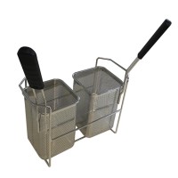 Set aus 2 x 2-Portionskörben 1/6 und Rahmengestell für STOCK Pastakocher, senkrechte Griffe Set aus 2 x 2-Portionskörben 1/6 und Rahmengestell für STOCK Pastakocher, senkrechte Griffe