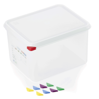 GN-Behälter, Polypropylen, GN 1/2, 200 mm, 12,5 Liter, Deckel hermetisch schließend GN-Behälter, Polypropylen, GN 1/2, 200 mm, 12,5 Liter, Deckel hermetisch schließend