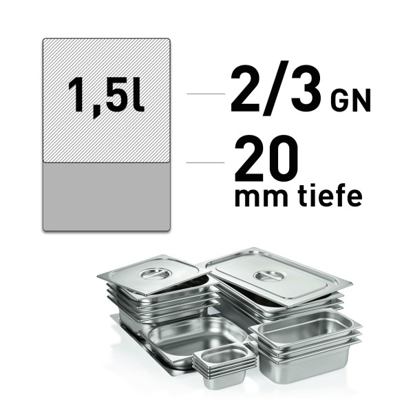 GN-Schale - Edelstahl - GN 2/3 - 20 mm