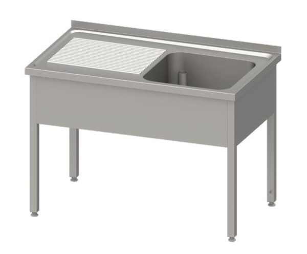 Spültisch, mit Aufkantung, mit einem Becken, ohne Grundboden, inkl. Überlaufrohr