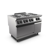 STOCK 6-Platten-Elektroherd mit Elektro-Umluft-Backofen, 6 runde Gusseisen-Platten je 2,6 kW, Ø 20 m STOCK 6-Platten-Elektroherd mit Elektro-Umluft-Backofen, 6 runde Gusseisen-Platten je 2,6 kW, Ø 20 m