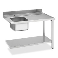 Zulauftisch mit Spülbecken, Grundboden, mit Aufkantung hinten 100mm und Spülbecken Zulauftisch mit Spülbecken, Grundboden, mit Aufkantung hinten 100mm und Spülbecken
