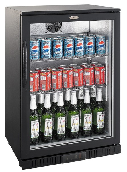 Barkühlschrank, 138 Liter, +2 bis +10 °C, 1 Tür, statische Kühlung mit Lüfter