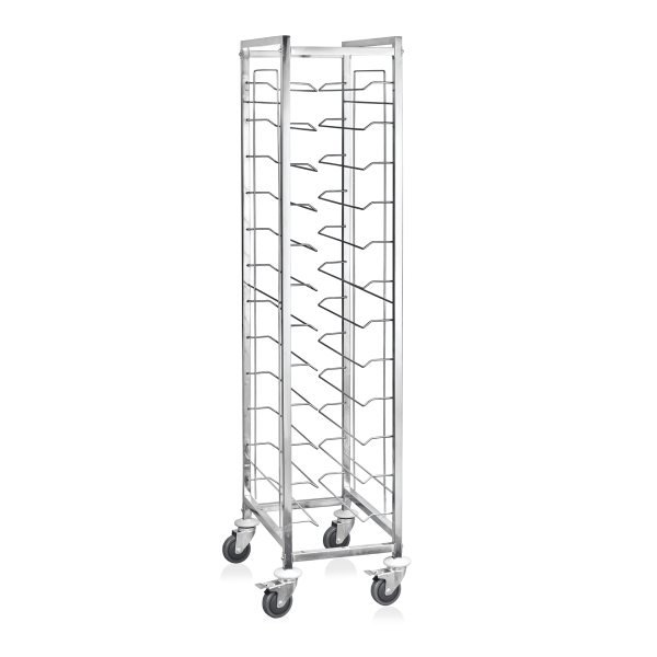GN Tablettwagen für 12 GN 1/1-Tabletts, 4 Schwenkrollen, 2 mit Bremse