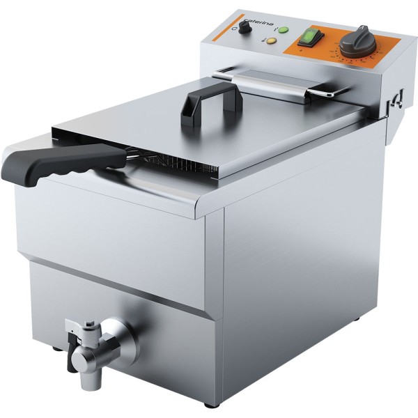 Fritteuse mit Ablasshahn, 10 Liter, Tischgerät, Kaltzone