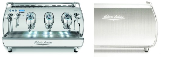 Siebträger-Espressomaschine Adonis, 3-gruppig, mit Manometer für Pumpendruck, Farbe Edelstahl
