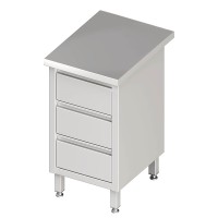 Schubladenschrank mit 3 Schubladen, ohne Aufkantung, Edelstahl rostfrei, Tiefe 600mm Schubladenschrank mit 3 Schubladen, ohne Aufkantung, Edelstahl rostfrei, Tiefe 600mm