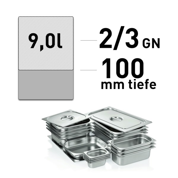 GN-Behälter - Edelstahl - GN 2/3 - 100 mm