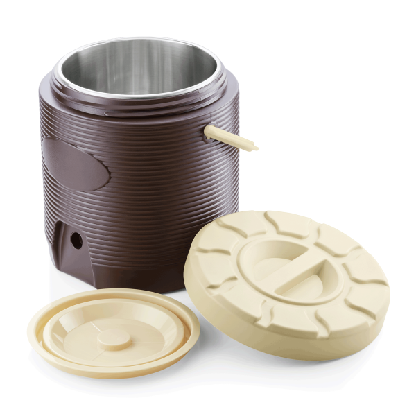 Thermo-Speisetransportbehälter, 12 Liter, Innenbehälter Edelstahl, Farbe braun