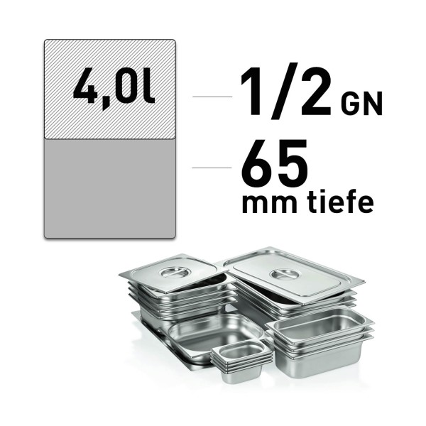 GN-Behälter - Edelstahl - GN 1/2 - 65 mm