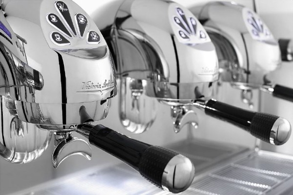 Siebträger-Espressomaschine Adonis, 3-gruppig, mit Manometer für Pumpendruck, Farbe Edelstahl