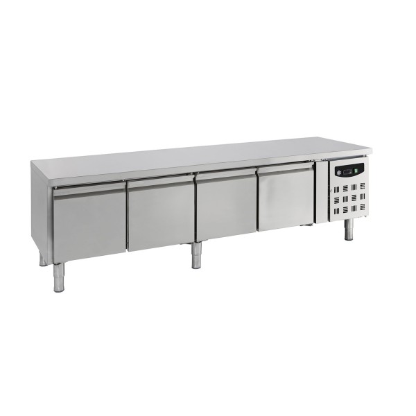 Unterbaukühltisch, 4 x GN 1/1, 217 Liter,4 Türen, +2 bis +8 °C, 230V 50Hz, 0,34 kW