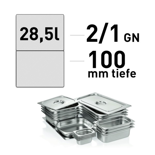 GN-Behälter - Edelstahl - GN 2/1 - 100 mm