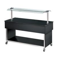 Neutral-Buffet mit Glasaufsatz und Beleuchtung, Ausführung schwarz, B: 1250 mm Neutral-Buffet mit Glasaufsatz und Beleuchtung, Ausführung schwarz, B: 1250 mm