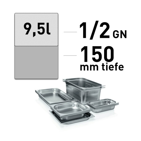GN-Behälter, Edelstahl, Boden & Seiten gelocht, GN 1/2, 150 mm