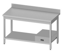 Arbeitstisch, Grundboden, Aufkantung hinten, Schublade GN1/1, gebraucht Arbeitstisch, Grundboden, Aufkantung hinten, Schublade GN1/1, gebraucht