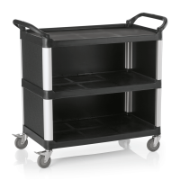 Servier-Abräumwagen, PP mit Alurahmen, Seiten & Rückwand geschlossen, 4 Lenkrollen Servier-Abräumwagen, PP mit Alurahmen, Seiten & Rückwand geschlossen, 4 Lenkrollen