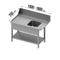 Premium Zulauftisch, mit Grundboden, mit Becken, Anbauseite links Premium Zulauftisch, mit Grundboden, mit Becken, Anbauseite links