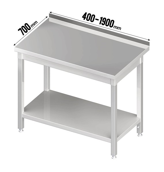 Arbeitstisch, Aufkantung, Grundboden, Tiefe 700mm