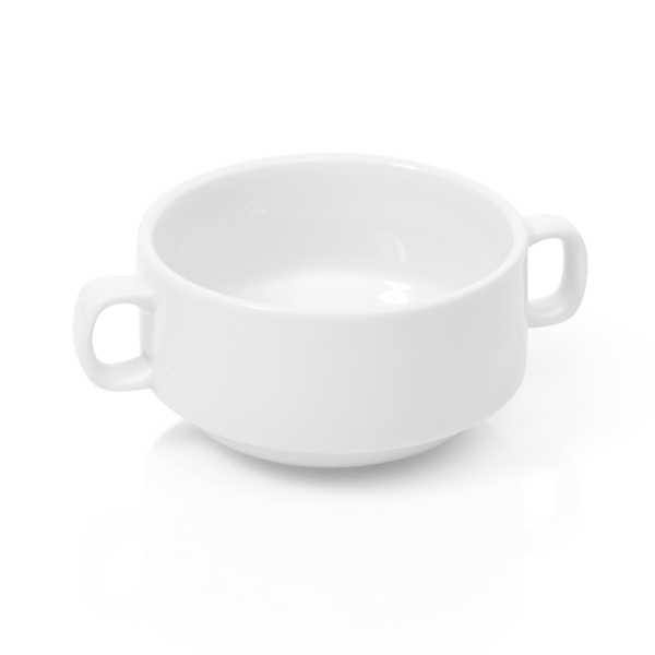 Suppentasse mit Henkelgriffen, Porzellan, weiß, Ø 100 mm, 260 ml