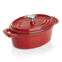 Cocotte, oval, Gusseisen, rot, emailliert, ca. 500 ml, ofenfest Cocotte, oval, Gusseisen, rot, emailliert, ca. 500 ml, ofenfest