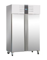 Gewerbe-Tiefkühlschrank, 1200 Liter, -10 bis -20 °C, Edelstahl, abschließbar, rollbar, statische Küh Gewerbe-Tiefkühlschrank, 1200 Liter, -10 bis -20 °C, Edelstahl, abschließbar, rollbar, statische Küh