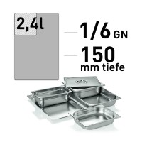 GN-Behälter 1/6, 150 mm tief, 2,4 Liter, Edelstahl, ECO-Line GN-Behälter 1/6, 150 mm tief, 2,4 Liter, Edelstahl, ECO-Line
