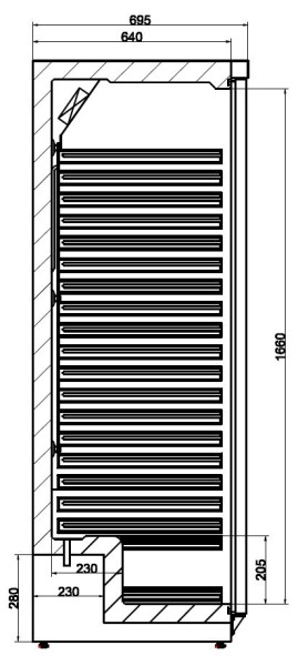 Gewerbe-Kühlschrank, weiß, freistehend, 570 Liter, +2 bis +8 °C, abschließbar