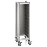 Vorschau: Tablettwagen in Aluoptik für 10 x 455 x 355 mm Tabletts, 4 Lenkrollen Vorschau: Tablettwagen in Aluoptik für 10 x 455 x 355 mm Tabletts, 4 Lenkrollen