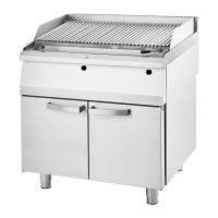 Abbildung des Gas-Lavastein-Grills von leicht versetzter frontaler Position auf weißem Hintergrund. Abbildung des Gas-Lavastein-Grills von leicht versetzter frontaler Position auf weißem Hintergrund.