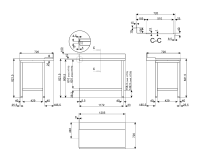 Vorschau: Ablauftisch mit Grundboden mit Aufkantung hinten 100mm, Anbauseite Vorschau: Ablauftisch mit Grundboden mit Aufkantung hinten 100mm, Anbauseite