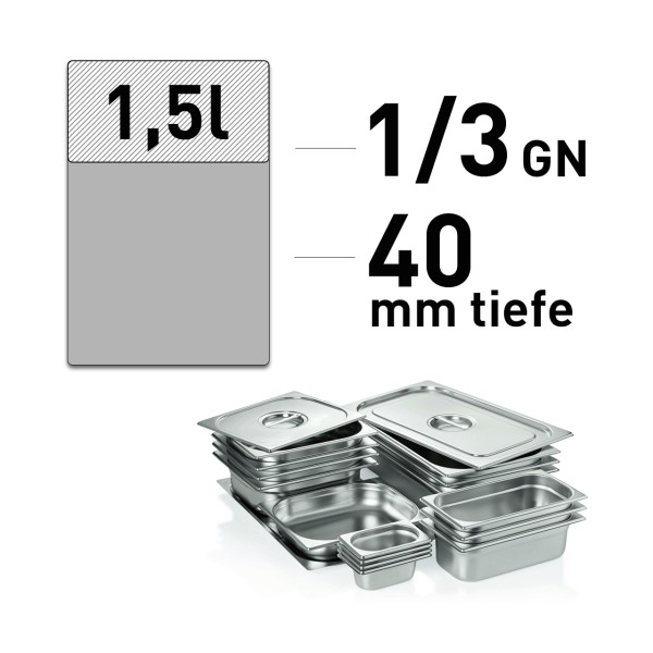 GN-Behälter - Edelstahl - GN 1/3 - 40 mm