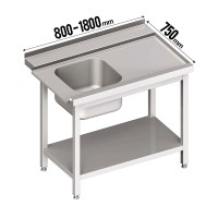 Zulauftisch, mit Grundboden, mit Becken, Anbauseite rechts Zulauftisch, mit Grundboden, mit Becken, Anbauseite rechts