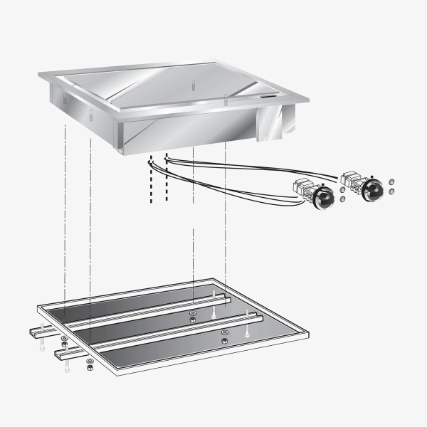 STOCK Elektro-Grillplatte, glatt, hartverchromt, Einbaugerät, 825 mm, 7,80 kW